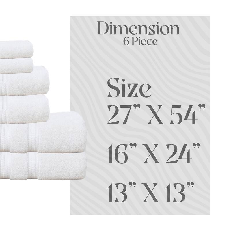 Home Weavers Elegance Essentials 550GSM Cotton Zero Twist Super Absorbent Bath Towel Set of 6