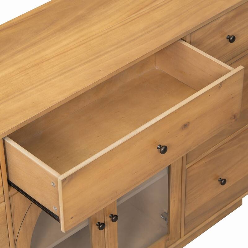 55.1" Large Storage Cabinet with 2 Doors and 7 Drawers for Living and Dining Room Organization