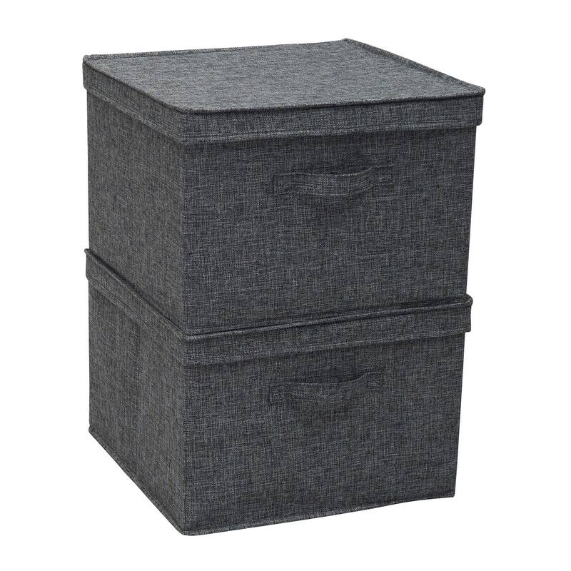 Household Essentials Square KD Storage Box with Lid, Set of 2