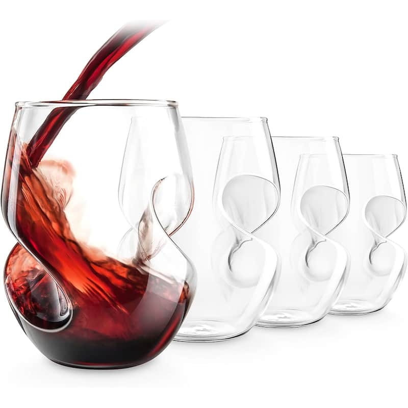 Final Touch Conundrum Red Wine Glasses Set of 4 - 16 oz - 16 oz - Clear
