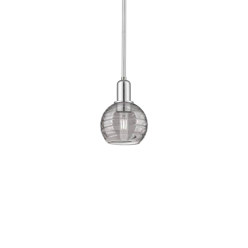 Innovations Lighting 716-1S-8-6 Athens Deco Swirl Pendant Athens Deco - Polished Chrome / Light Smoke Deco Swirl
