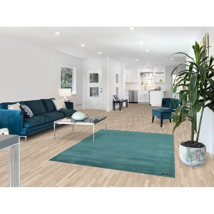 Turquoise Blue Modern Gabbeh Oriental Area Rug Handmade Wool Carpet - 5'1" x 6'6"