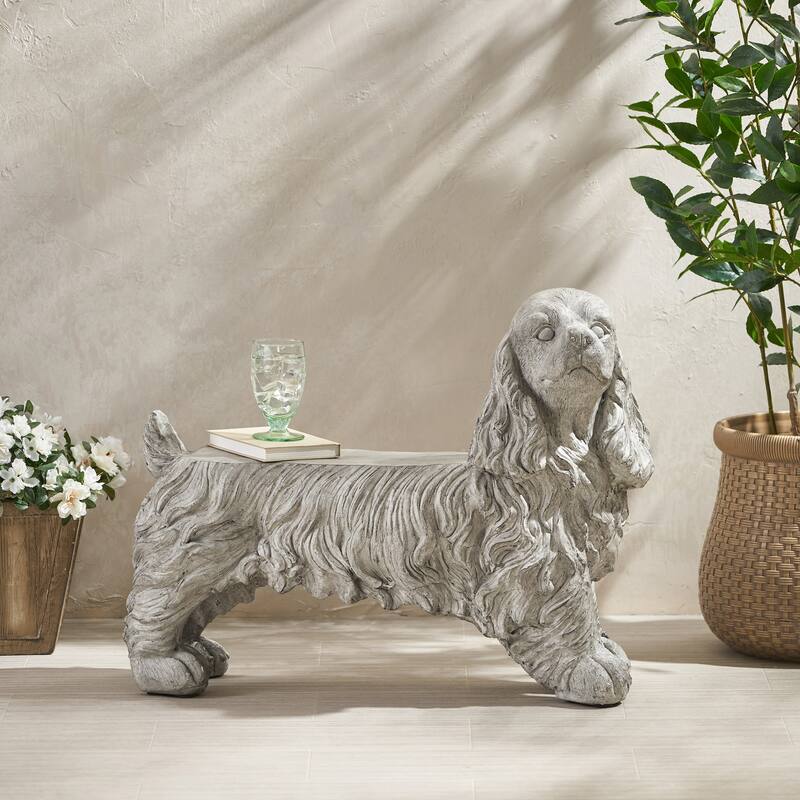 Roomfitters Cocker Spaniel Dog Statue, Decorative Animal Sculpture for Garden or Home, Gray