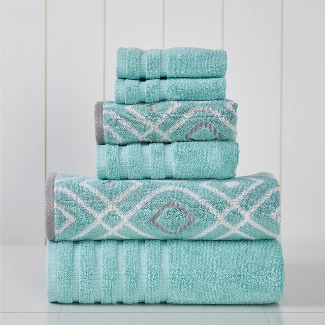 Modern Threads 6-Piece Yarn Dyed Oxford Towel Set - Aqua