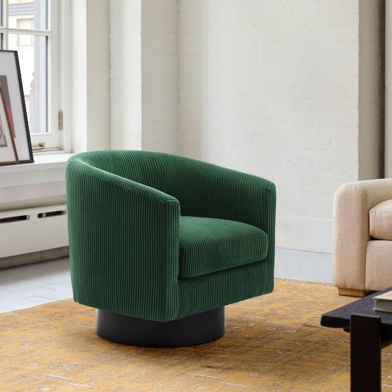 Modern 360° Swivel Corduroy Accent Chair Barrel Armchair