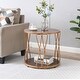 preview thumbnail 7 of 14, Round Wood Frame Side Table Coffee End Table Antique Black/Gold Living Room Bedroom