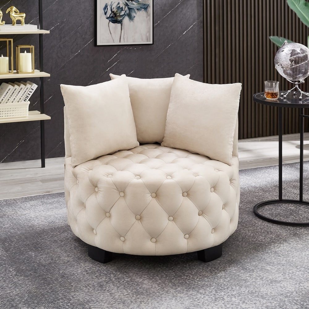 GDFStudio - Contemporary Upholstered Tufted Leisure Accent Chair with Foam Padding - Velvet
