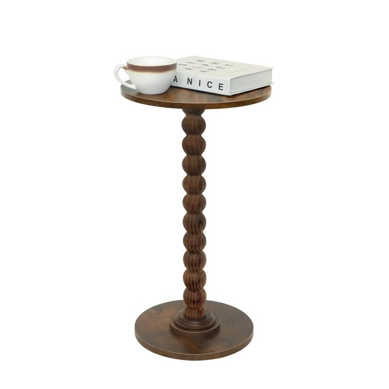 Round Side Table - 11.8"D x 11.8"W x 21.6"H - Brown