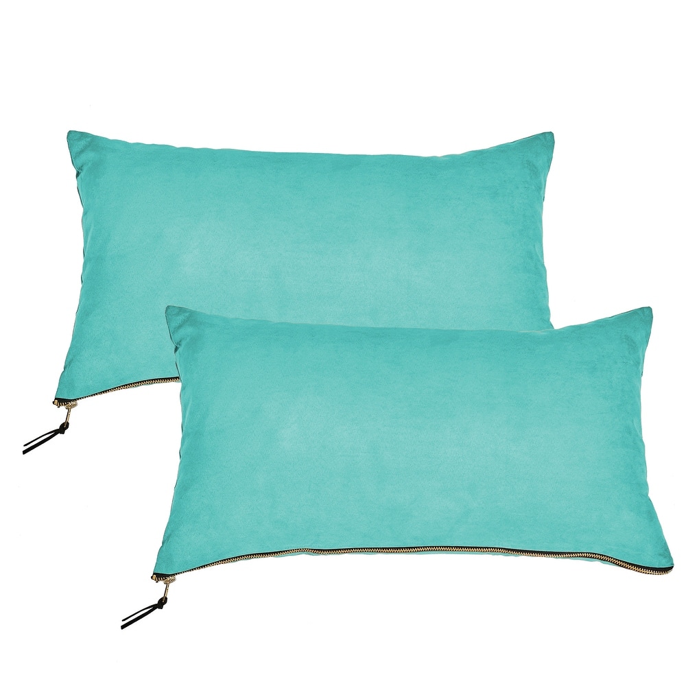 Suede 2 Piece Pillow Shell Set with Big Zipper, NO INSERT