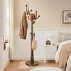 preview thumbnail 8 of 35, Rubberwood Freestanding Coat Rack, Entryway Coat Tree with Hooks - 74"H x 16.5"Dia