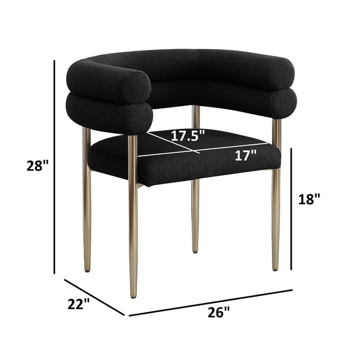 Best Quality Furniture Teddy Faux Fur Upholstered Chairs with Gold Chrome Legs (Set of 2) - Set of 2 - 18 Inches - Black / Gold
