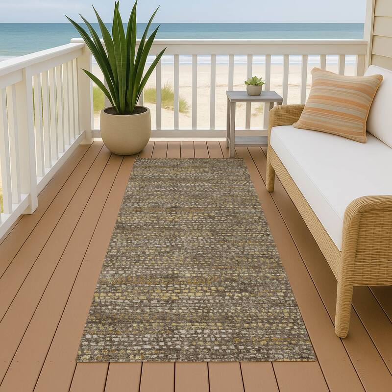 Machine Washable Indoor/ Outdoor Casual Kersey Chantille Rug - Chocolate - 2'3" x 7'6"
