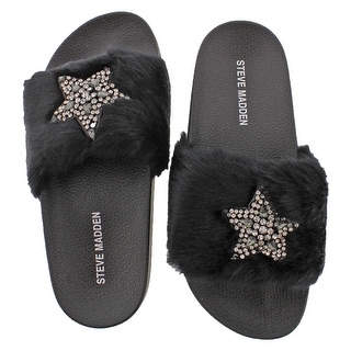steve madden fur slides black