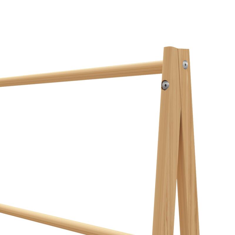 Bamboo Ladder Towel Rack with Storage Shelf Entryway Bench with Coat Rack Stand and Shoe Rack