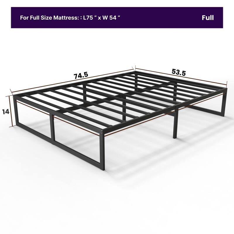 NapQueen Alpha 14" Height Metal Platform Bed Frame