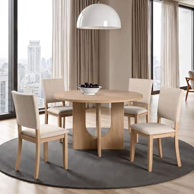 Furniture of America Zephyra Modern 5-Piece Wood Round Compact Dining Table Set