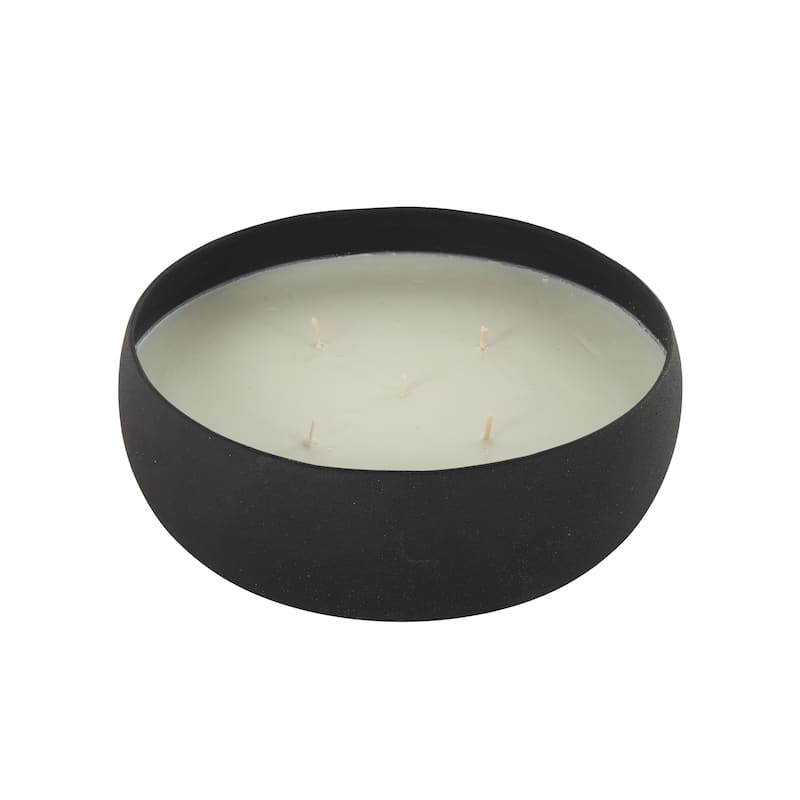 Metal Scented Textured 63oz 5 Wick Decorative Candle with White Wax - Beige, Black or Cream - Roche River Decor