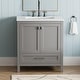 preview thumbnail 1 of 13, ABRUZZO 30" Freestanding Bathroom Vanity with Carrara Marble Top Solid Wood Frame Soft-Close Doors Undermount Ceramic Sink Grey