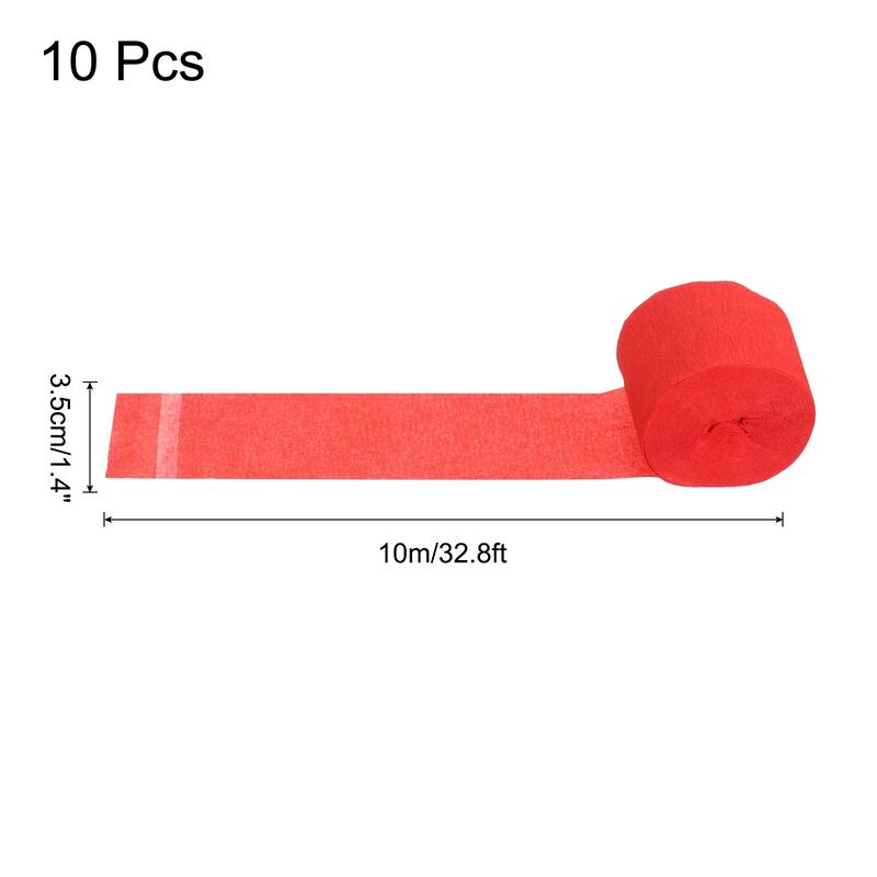 Crepe Paper Streamers 10 Rolls for Decoration - Red - 1.4 in x 32.8 Ft/Roll