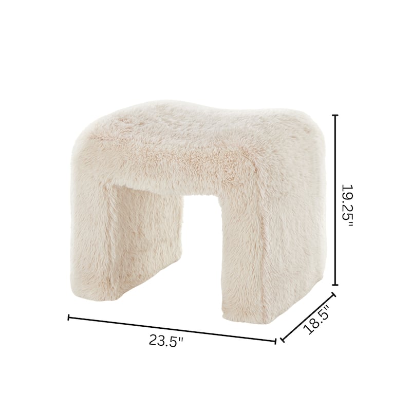 Roundhill Furniture Zorya Faux Fur U-Shaped Ottoman, Set of 2