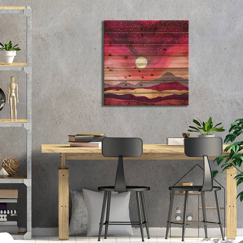 Scarlet Night Print On Wood by SpaceFrog Designs - Multi-Color