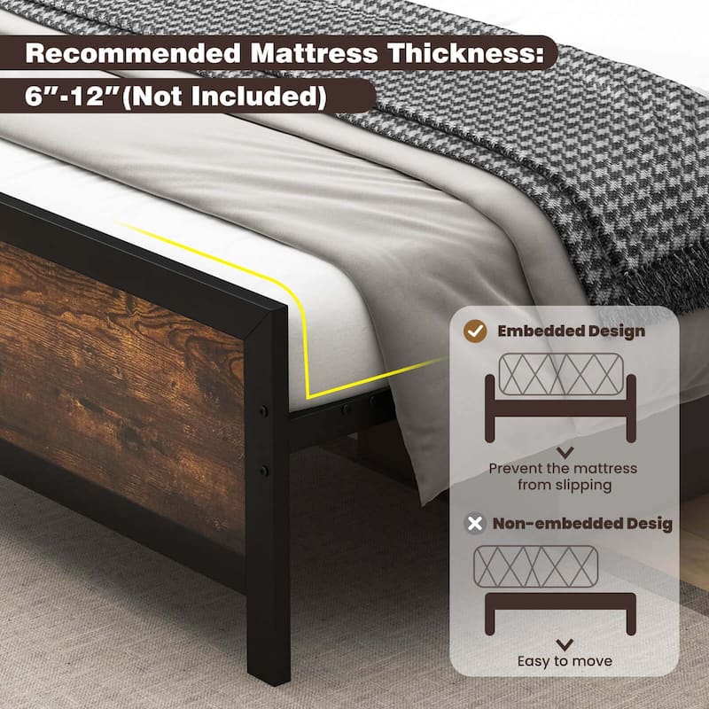 Costway Twin/Full/Queen Size Metal Bed Frame with Headboard &