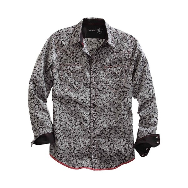Tin Haul Western Shirt Mens L/S Paisley Snap Black - Overstock - 15381453