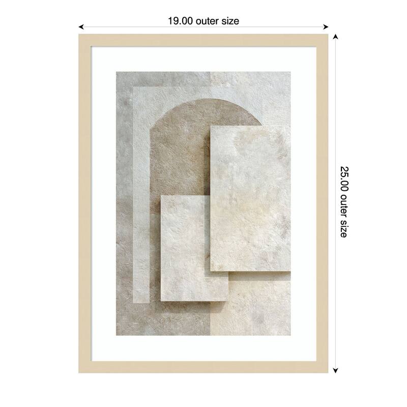Abstract Beige White Geometric Marble Minimal by Tradelink inhouse artist Wood Framed Wall Art Print