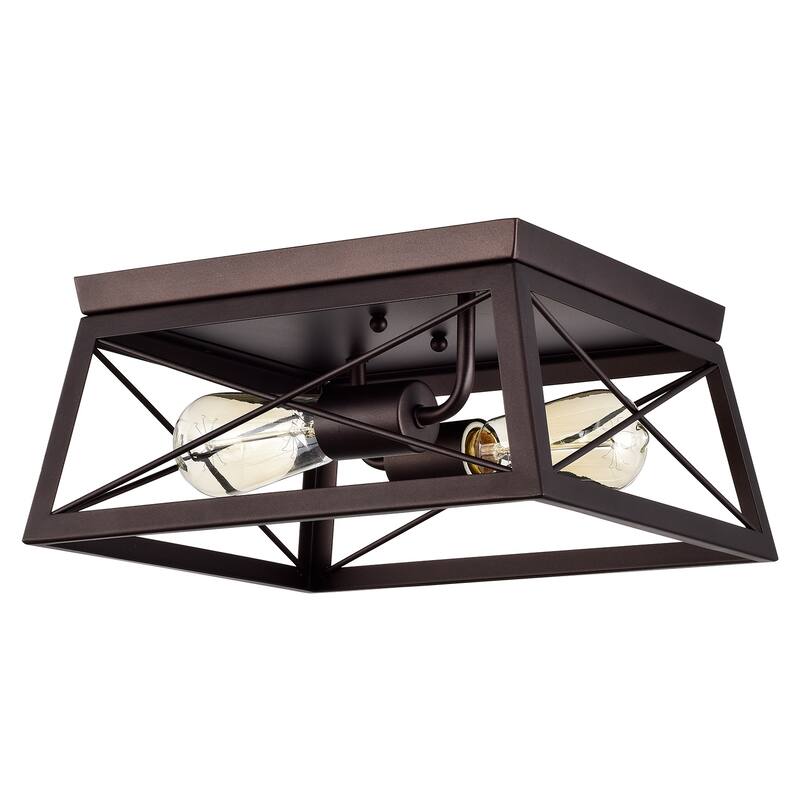 Oil Rubbed Bronze 2-Light Flush Mount Ceiling Light - 6*12*12