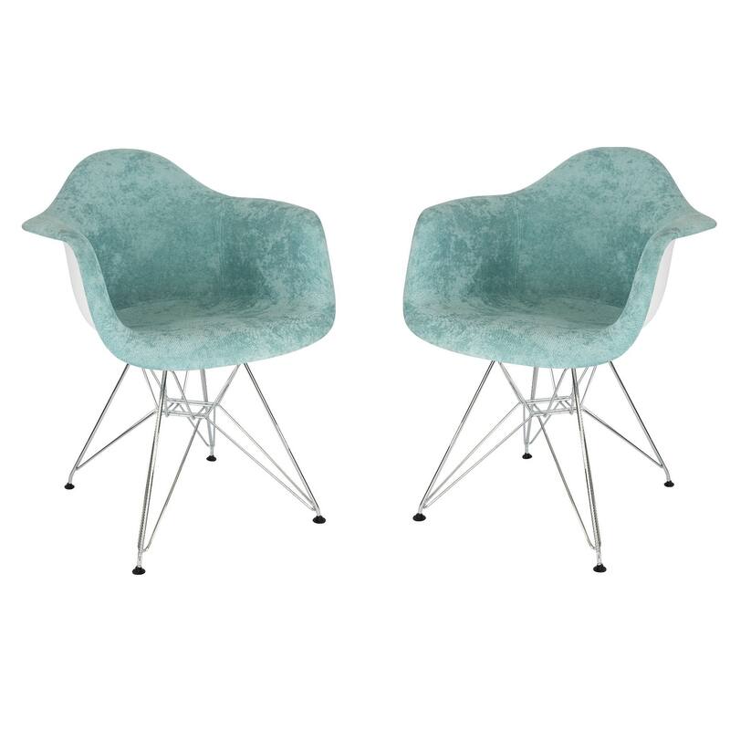 Willow Velvet Accent Armchair with Eiffel Chrome Base Set of 2 by LeisureMod