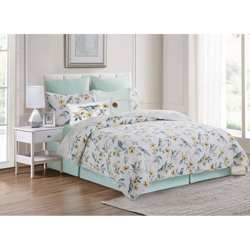 Calix Bluebird Cotton Quilt Set - Reversible and Machine Washable