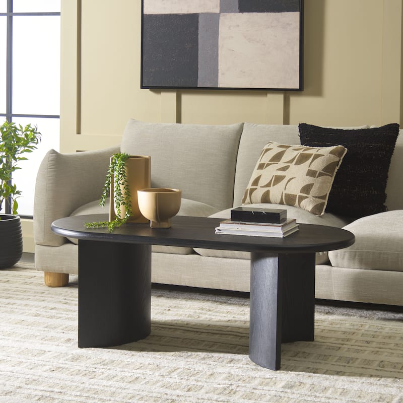 SAFAVIEH Osai Oval Top Coffee Table, Fully Assembled - 47"W x 23"D x 18"H - Black