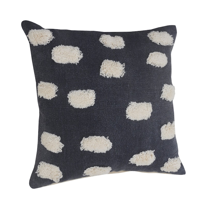 HomeRoots 20" X 20" Dark Blue And White 100% Cotton Zippered Pillow