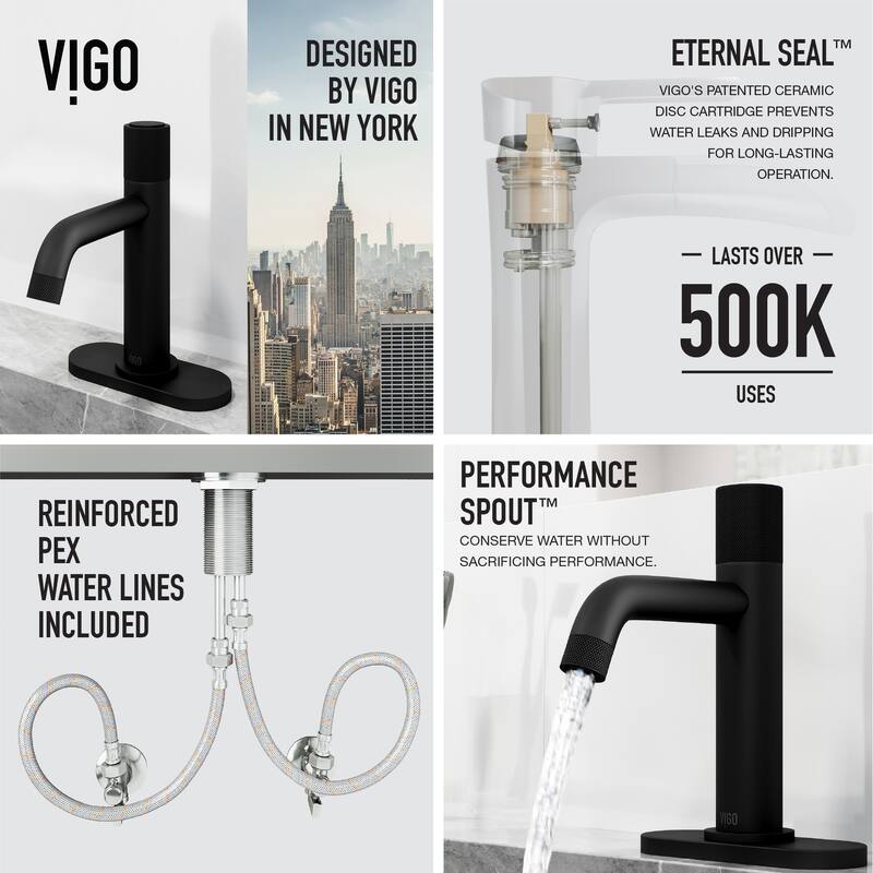 VIGO Apollo 8" H Button Operated Single Hole Bathroom Faucet