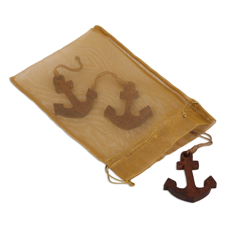 Novica Handmade Anchors Aweigh Wood Ornaments (Set Of 3)