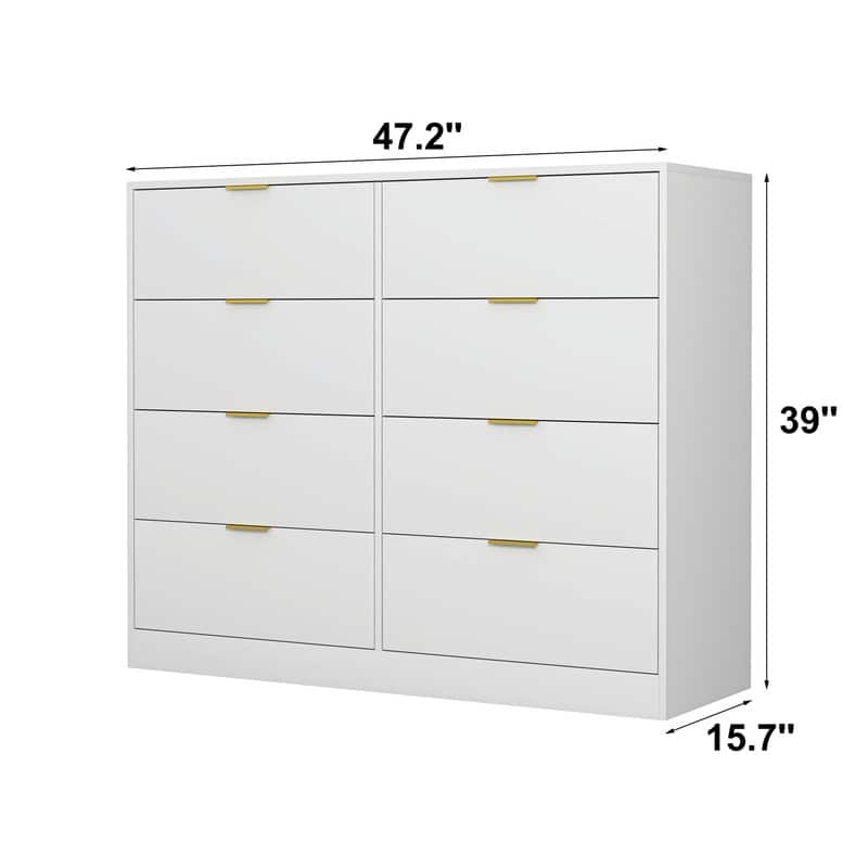 8-Drawer Wooden Dresser for Bedroom, Modern Chest of Drawers