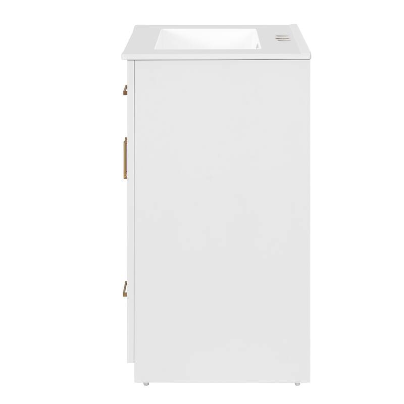 Floor Standing 24" Bathroom Vanity for Small and Medium Restroom, Integrated Ceramic Sink Bathroom Storage Cabinet