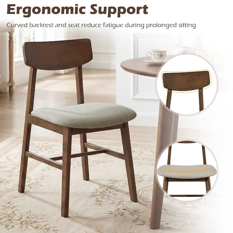 Gymax 4PCS Dining Chairs w/Curved Backrest Linen Fabric Upholstered