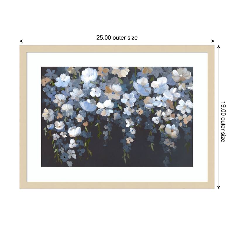 Hanging Blossoms in Tranquil Night by Hannah Dawson Wood Framed Wall Art Print - Brown