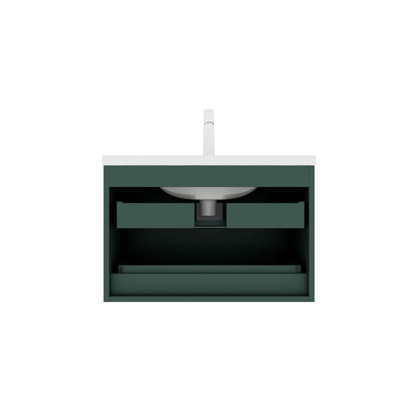 30" Bathroom Vanity with Sink,Modern Wall-Mounted Floating Bathroom Storage Cabinet with 2 Drawers,Ceramic Basin without Faucet
