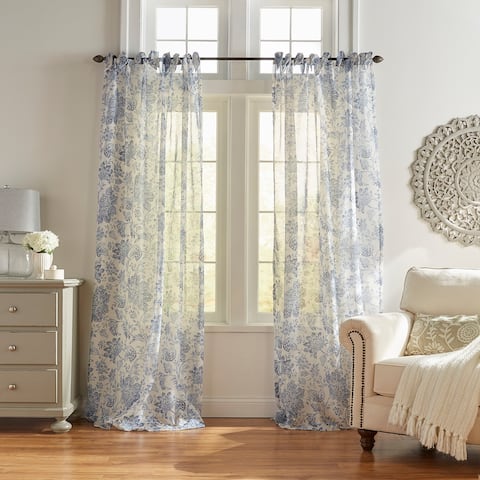 Westport Floral Tie-Top Sheer Window Curtain