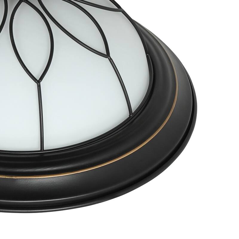 Depuley 13" 2-Light Farmhouse Black Flush Mount Ceiling Light with Glass Shade - 13 inches