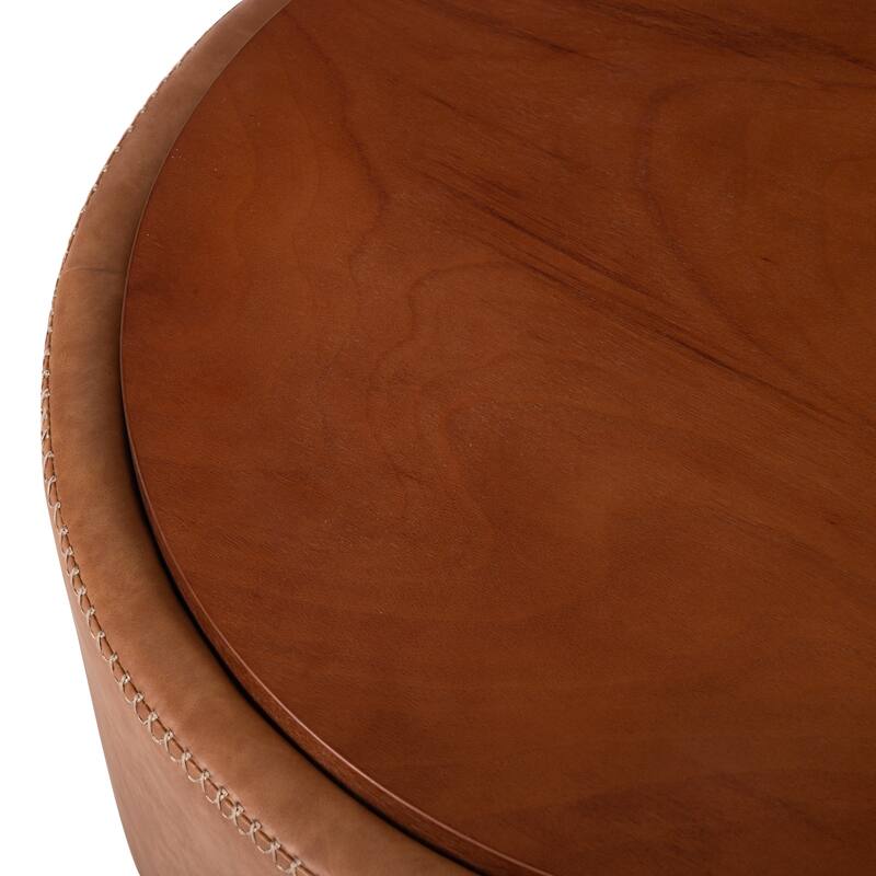 Christopher Knight Home - Mollet Modern 30" Round Hidden Storage Ottoman with Removable Wooden Lid & Rolling Wheel Casters