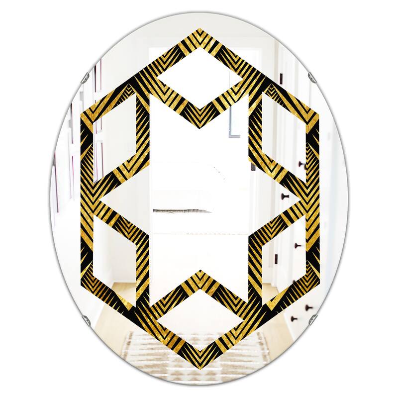 Designart 'Art Deco Seal pattern' Printed Modern Round or Oval Wall ...