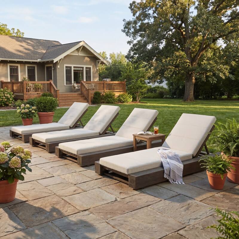 Christopher Knight Home - Amedea Outdoor Acacia Wood Chaise Lounge with Adjustable Backrest & Water-Resistant Cushion