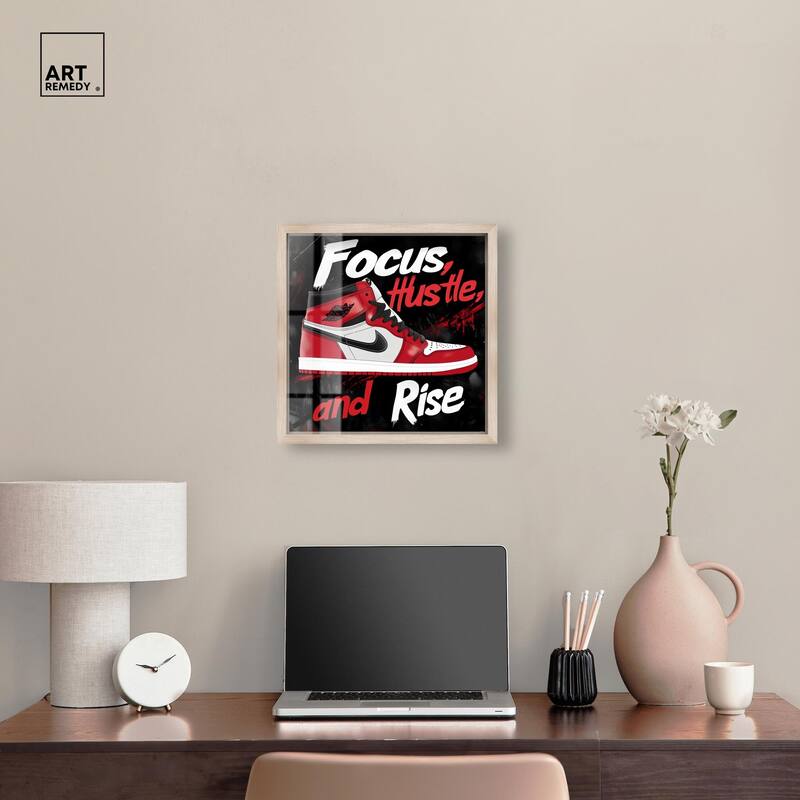 Hustle and Rise Sneaker Red Shadowbox by Art Remedy