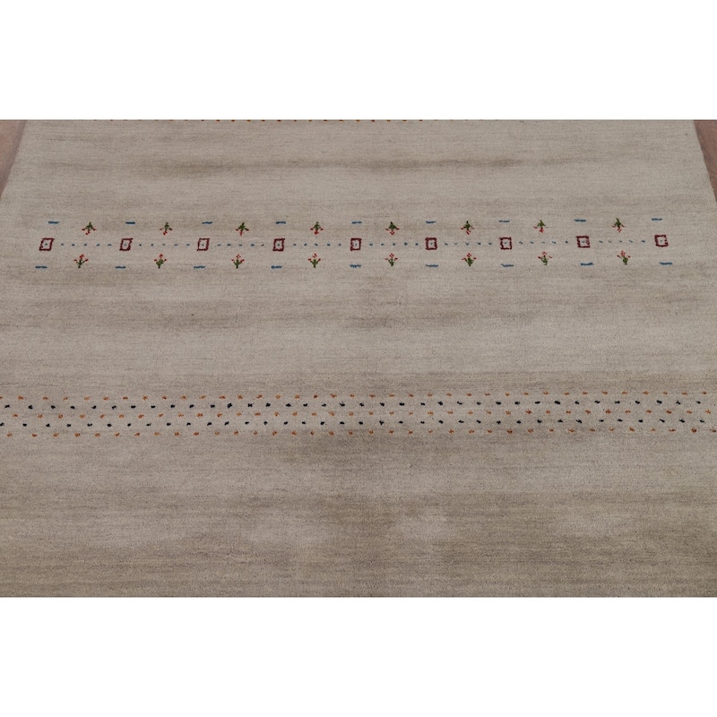 Tribal Gabbeh Oriental Rug Hand-Knotted Modern Wool Carpet - 5'7"x 7'11"