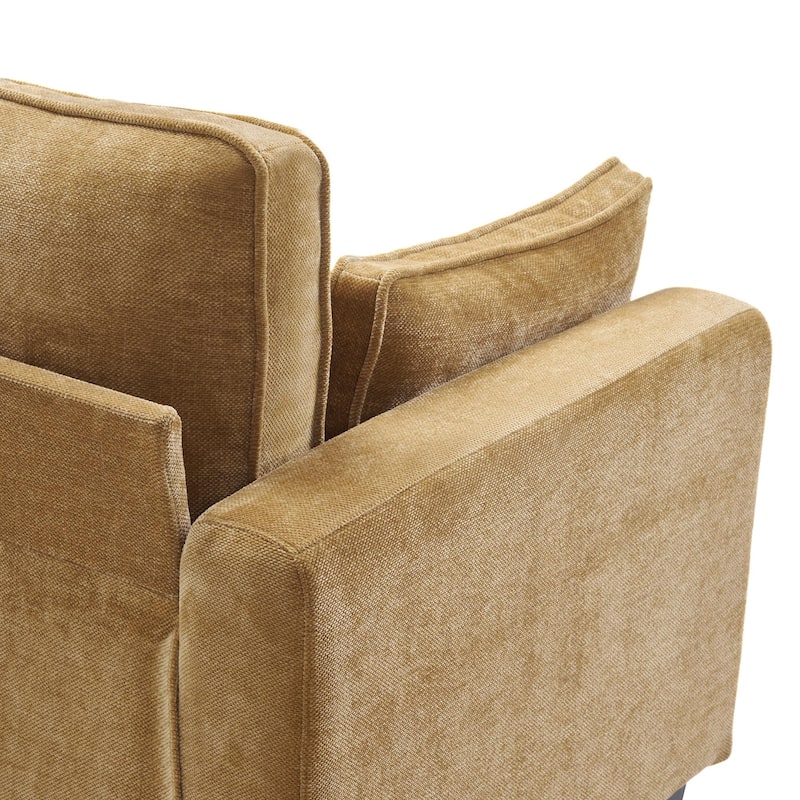 81" Modern Corduroy 3 Seater Sofa, Polyester Rectangle Upholstered Sofa with Wood Base for Living Room - 81"W X 33"D X 26"H