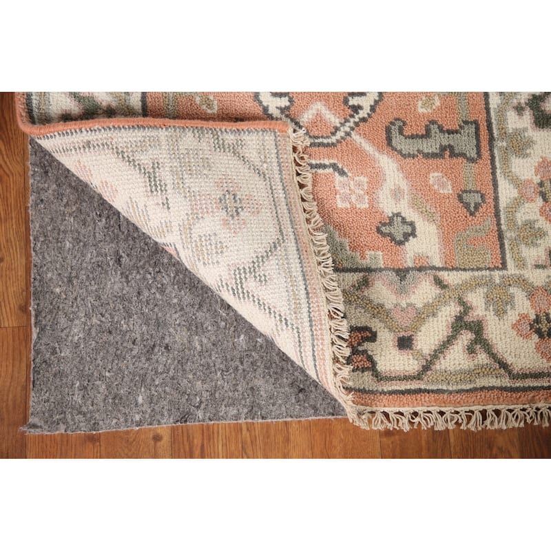 Floral Peach Oushak Style Runner Rug Hand-knotted Wool Carpet - 2'7"x 8'2"