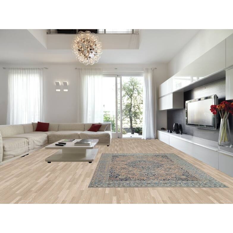 Hand Knotted Oriental 100% Wool Carpet Traditional Floral Peach Mashad Area Rug - 11' 6'' X 7' 11''